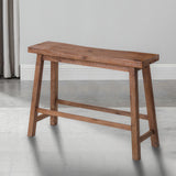 Saddle Seat Wooden Bench with Canted Frame, Oak Brown
