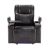 Power Motion Recliner with USB Charging Port and Hidden Arm Storage 2 Convenient Cup Holders Design and 360° Swivel Tray Table,Black（旧PP198292AAB）