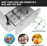 Under Counter Refrigerator, Stainless Steel Under Counter Drawer Fridge ICEJUNGLE Beverage Fridge Refrigerator with Digital Displayfor Outdoor and Home Use