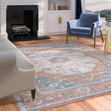 Damara Beige, Rust, Multi-color Viscose Area Rug 8x10
