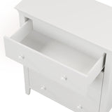 3 Pieces Traditional Concise Style White Bedroom Sets, Nightstand+Chest+Full Bed