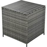 Outdoor 6-Piece Rattan Sofa Set, Garden Patio Wicker Sectional Furniture Set with Adjustable Seat, Storage Box, Removable Covers and Tempered Glass Top Table