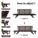 Outdoor Adjustable Patio Wooden Daybed Sofa Chaise Lounge with Cushions for Small Places, Brown Finish+Gray Cushion