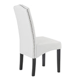 Dining PU Chair with Solid Wood Legs, 18.11" L x 24.01" W x 40.95" H White