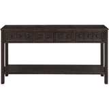 TREXM Rustic Entryway Console Table, 60" Long Sofa Table with two Different Size Drawers and Bottom Shelf for Storage (Espresso)