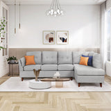 97.2" Modern Linen Fabric Sofa, L-Shape Couch with Chaise Lounge,Sectional Sofa with one Lumbar Pad,Gray