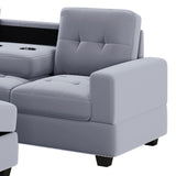 Grey Sectional Sofa with Reversible Chaise with Storage Ottoman