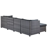 7 Piece Rattan Sectional Seating Group with Cushions, Outdoor Rattan Sofa NEW!