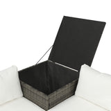 Outdoor Cushioned Rattan Wicker Sectional Sofa Set Garden Patio Furniture Set (Beige Cushion)