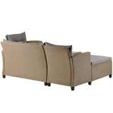 Outdoor, Patio Furniture Sets, 4 Piece Set Wicker Ratten Sectional Sofa with Seat Cushions