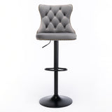 A&A Furniture,Swivel Velvet Barstools Adjusatble Seat Height from 25-33 Inch, Modern Upholstered Bar Stools with Backs Comfortable Tufted for Home Pub and Kitchen Island（Gray,Set of 2）