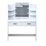 Large Vanity Desk with Mirror and Lights, Makeup Vanity Table with 10 Light Bulbs, 2 Drawers, 6 Storage Shelves & Cushioned Stool, Makeup Vanity with Lights for Bedroom, White