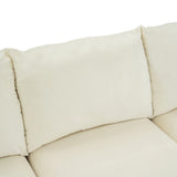 Cream Sectional Sofa with Ottoman