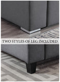 Gray Linen Fabric 6Pc Double Chaise Sectional Sofa with Interchangeable Legs, a USB, Charging Ports, Cupholders, Storage Console Table and Pillows