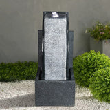 24.4inches Cascading Water Fountain with Led Lights Indoor/Outdoor Modern Sphere & Column Water Feature for Office Home Garden Patio Decor