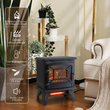 Indoor 17 Inch 1400W Compact Infrared Quartz Freestanding Portable Electric Fireplace Stove Heater with Realistic 3D Flame Effect