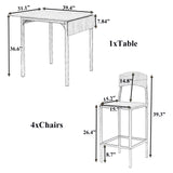 Farmhouse 5-piece Counter Height Drop Leaf Dining Table Set with Dining Chairs for 4,White Frame + Rustic Brown Tabletop