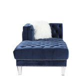 Blue Sectional Sofa w/2 Pillows, Navy Blue Velvet