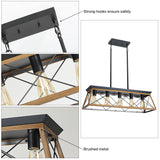 Farmhouse Chandeliers for Dining Room,Rustic Kitchen Island Light Fixture，5-Light Industrial Kitchen Island Pendant Light Fixture， Metal Solid Ceiling Lights