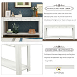TREXM Console Table for Entryway Hallway Sofa Table with Storage Drawers and Bottom Shelf ( Antique White)