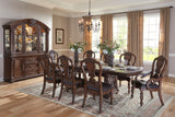 Lavish Style Formal Dining 9pc set Dining Table w Extension Leaf 2x Armchairs and 6x Side Chairs Dark Oak Finish
