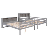Grey Full Bunk Beds with Bookcase Headboard