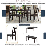 Classic Dining Set Wooden Table and 4 Chairs with Bench for Kitchen Dining Room