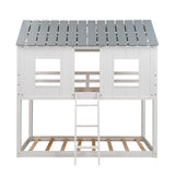 Twin over Twin Size Low Bunk Beds with Roof