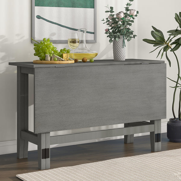 Grey Wood Extendable Dining Table with Drop Leaf