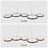 LED Lights 55W Flush Mount Ceiling Light 3850LM Not Dimmable Ceiling Light fixtures Black Chandelier 7 Rings Pendant Lighting for Bedroom,Dining Room Living Room Lights, 3000K