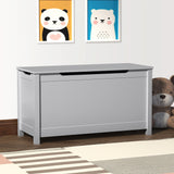 Kids Wooden Toy Box/Bench with Safety Hinged Lid for Ages 3+（Gray）