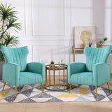Modern Velvet Accent Chair with Arms, Wingback Reading Chair