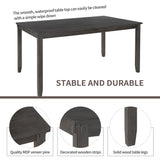 6-Piece Kitchen Dining Table Set Wooden Rectangular Dining Table, 4 Fabric Chairs and Bench Family Furniture (Grey)
