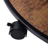 ON-TREND Round Coffee Table with Caster Wheels and Wood Textured Surface