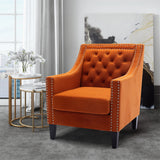 COOLMORE  accent armchair living room chair  with nailheads and solid wood legs