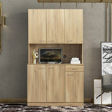 Tall Kitchen Cabinet, with 6-Doors, 1-Open Shelves and 1-Drawer