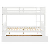 Full Over Full Bunk Bed with Trundle, Convertible to 2 Full Size Platform Bed, Full Size Bunk Bed with Ladder and Safety Rails for Kids, Teens, Adults