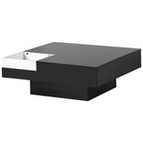 ON-TREND Modern Minimalist Design Square Coffee Table and Plug-in 16-color LED Strip Lights Remote Control for Living Room