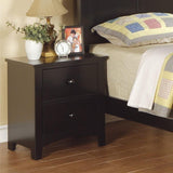 Smooth Black Finish Nightstand 2-Drawers