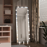Modern Wall Full Length Mirror with LED Bulbs with Touch Control and 3 color Lights