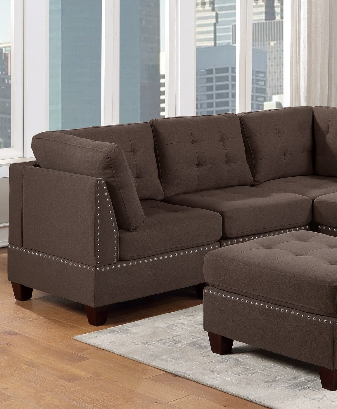 Coffee Sectional Set with Ottoman