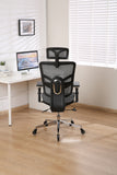 Multifunctional Mesh Office Chair - Adjustable Backrest Height, 4D Arms, Lumbar Support, Headrest and Tilt Angle - Metal Base Quiet Rubber Wheels Ergonomic High Back Computer Desk Chair (Grey)