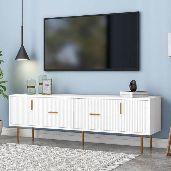U-Can Modern TV Stand with 5 Champagne Legs - Durable, Stylish and Spacious，TVS Up to 75''