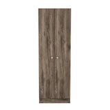Buxton Rectangle 2-Door Storage Tall Cabinet Dark Brown and Black Wengue