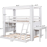 Twin Over Full Bunk Bed with Desk Storage