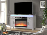 Perla TV Stand With Electric Fireplace in Milky White
