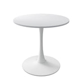 32"Modern Round Dining Table with Round MDF Table Top,Metal Base Dining Table, End Table Leisure Coffee Table,White
