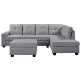 Light Grey Sectional Sofa with Ottoman