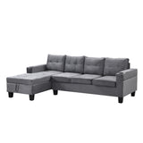 Sectional Sofa Set for Living Room with L Shape  Chaise Lounge ,cup holder and  Left  Hand with Storage Chaise  Modern 4 Seat (Grey) 
--LEFT CHAISE WITH STORAGE