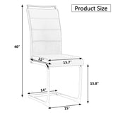 Modern Dining Chairs, PU Faux Leather High Back Upholstered Side Chair transverse stripe backrest design for Dining Room Kitchen Vanity Patio Club Guest Office Chair (Set of 4) ( White+PU)